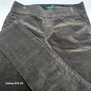 Lauren Ralph Lauren Corduroy Modern Legging Pants Women S- 8 Brown Elastic Waist